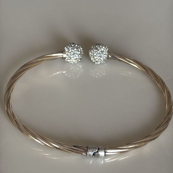 Sterling Silver 14K GP LEAU Twist Clamper Cuff Bracelet - Picture 2 of 5